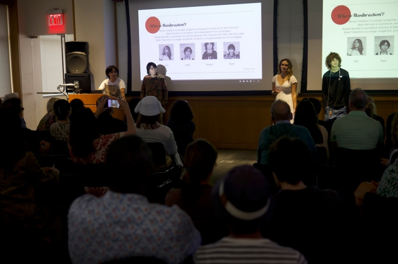 A group of Tisch Summer High School Recorded Music students present to faculty, friends, and family on the last day of class.